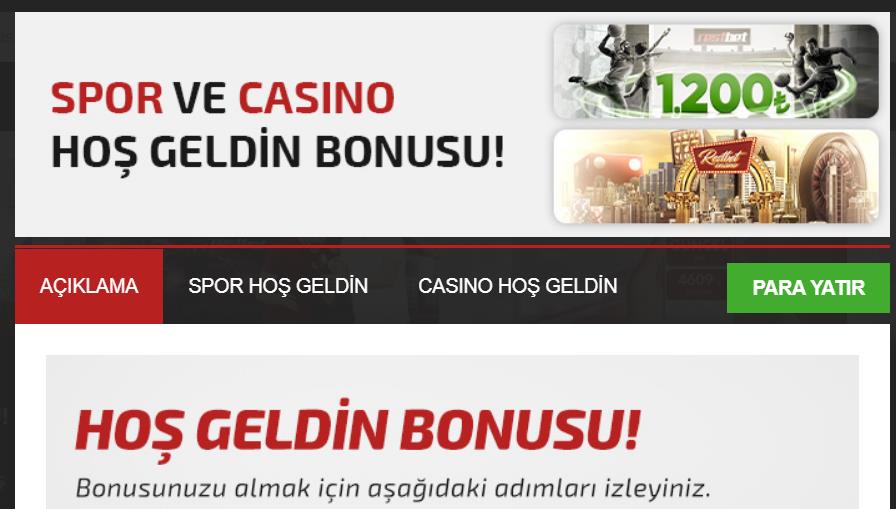 Restbet Spor Hoşgeldin Bonusu