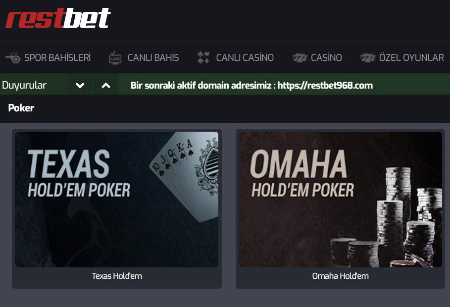 Restbet Poker Oyunu
