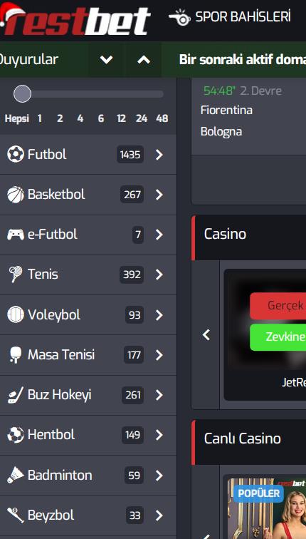 Restbet Spor Bahisleri